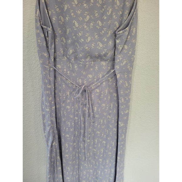 Treasure & Bond Floral Print Maxi Dress Lavender Sleeveless V Neck Tie L #21 - Picture 6 of 11